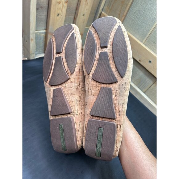 Donald J Pliner VIRO Cork Loafers Size 10 Natural Brown With Metal Bit Detail main image 7